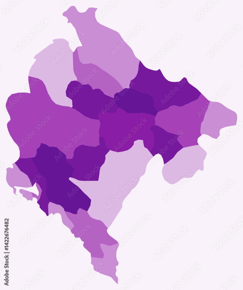 Map of Montenegro with regions. Just a simple country border map with ...