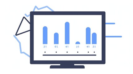 Wall Mural - computer screen with upward arrow and growth chart representing business analytics, digital marketin