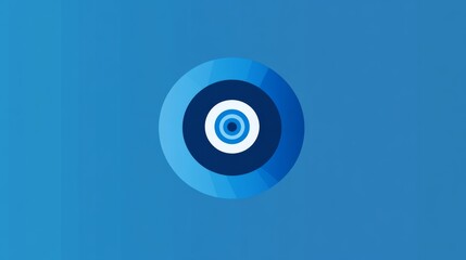 Wall Mural - minimalist blue and white logo design with clean circular symbol