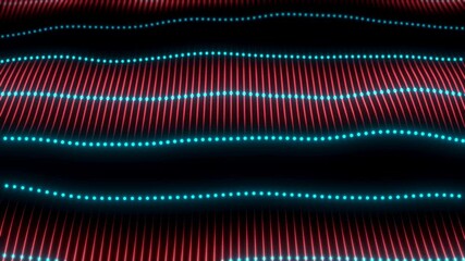 Wall Mural - futuristic video animation with colorful wave object and glitter particles in slow motion, 4k abstra