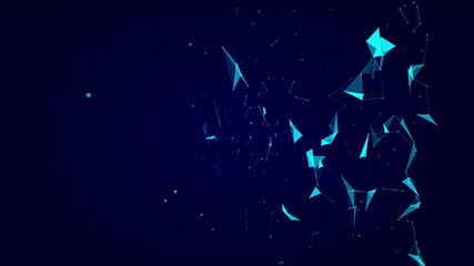 Wall Mural - blue plexus lines and dots connection motion. digital technology, network connection futuristic visu