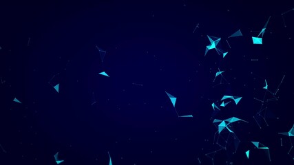 Wall Mural - blue plexus lines and dots connection motion. digital technology, network connection futuristic visu