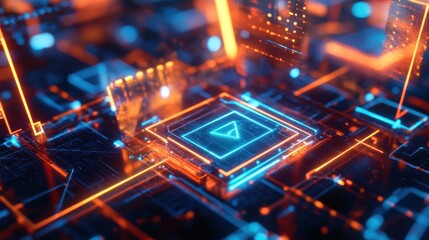 Cybernetic Circuitry: A Neon Landscape of Digital Innovation and Interconnectivity