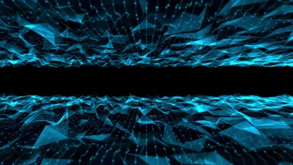 Wall Mural - blue plexus lines and dots connection motion. digital technology, network connection futuristic visu