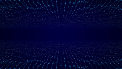 Wall Mural - 4k digital cyberspace with particles and digital data network connections. abstract plexus backgroun