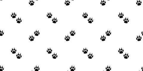 Wall Mural - dog footprint seamless pattern cat paw pet claw vector puppy kitten bear cartoon doodle gift wrappin