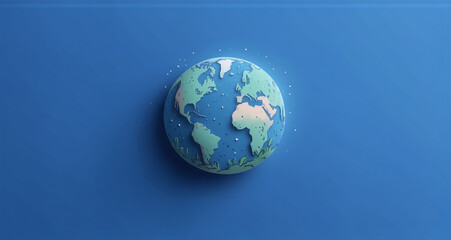 Leinwandbilder - A stylized, 3D-rendered Earth floats against a vibrant, deep blue background. Hints of continents are visible, suggesting a global view, showcasing the planet from space.
