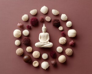 Aufkleber - Mindful Minimalism Zen Buddha Sculptural Arrangement with Artisan Spheres - Wellness Branding and Meditative Design for Holistic Lifestyle Content