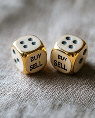 Fototapete - Metallic Trading Decision Dice AI-Driven Investment Strategy Visualization for Modern Financial Risk Management and Market Volatility Insights