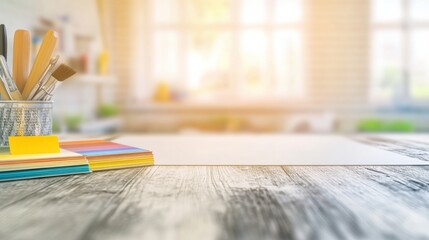 Leinwandbilder - Minimalist Creative Workspace Soft-Focus Home Office Essentials Showcasing Modern Productivity and Design Flexibility for Digital Professionals