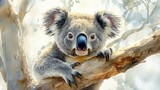 cool koala clipart watercolor illustration artistic illustration detailed illustration - image stock
