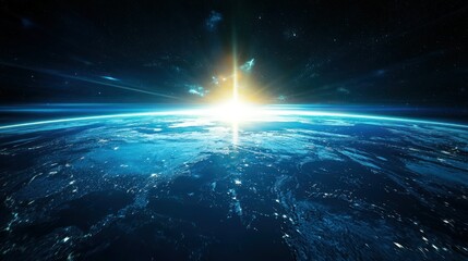 Wall Mural - a conceptual image of a glowing cross casting light over the world, symbolizing the spread of christ