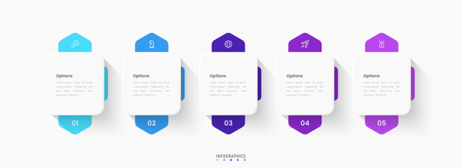 Wall Mural - Vector Infographic label design template with icons and 5 options or steps. Can be used for process diagram, presentations, workflow layout, banner, flow chart, info graph.