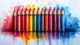 crayons clipart watercolor illustration artistic illustration detailed illustration - stock photo