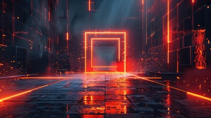 Abstract of digital shape or line and technological cyber style particle design connect in surreal electronic shape designing. High tech scenery express seamless pattern perfect for wallpaper. AIG53.