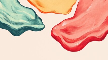 Canvas Print - Colorful Abstract Shapes in Smooth Fluid Design with Soft Tones