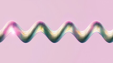 Canvas Print - Colorful Wavy Line on Soft Pink Background with Smooth Texture
