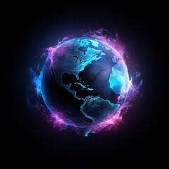 Wall Mural - dark earth technology astronomy abstract.