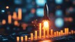 © ArtistryAlchemy - Rocket launching from a bar graph in a corporate office setting, exponential business growth and innovation.