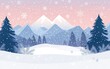 © Hajrah - Snowy mountain landscape with falling snowflakes.