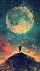 Wall Mural - vintage wallpaper moon astronomy universe.