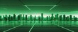 © Earl - Green tinted cityscape with static digital elements in wide angle panoramic view horizontal symmetric background.