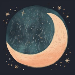 Wall Mural - chalk style moon astronomy nature night.