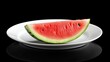 © Chandlerlikes - A macro shot of a juicy slice of watermelon on a white plate, perfect for summer food and refreshing drink content