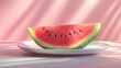 © Chandlerlikes - A macro shot of a juicy slice of watermelon on a white plate, perfect for summer food and refreshing drink content