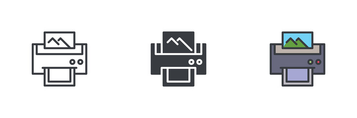 Fototapete - Photo printer different style icon set