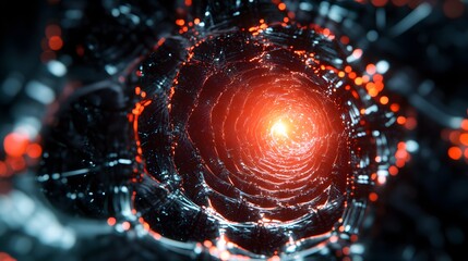 Wall Mural - abstract swirling fiery tunnel of light and dark energy creates a mesmerizing digital art background