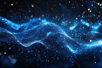 Wall Mural - abstract glowing blue digital network background with dynamic particle effects