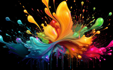 Wall Mural - colorful splashes on black background