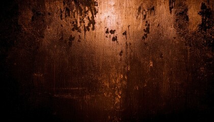 Poster - grungy halloween wall texture with burnt orange and black peeling paint for design use, print media, and web projects