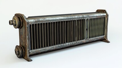 Wall Mural - an industrial radiator displayed prominently in metallic tones and textures. this piece showcases fu