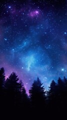 Wall Mural - the milky stars above a pine forest sky landscape astronomy.