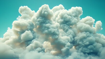 dramatic white smoke cloud formation against teal sky background 3d fog art blue dark vapor dense