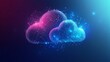 © Honey - Abstract cloud computing network digital data technology concept web blue pink neon glow dark mesh