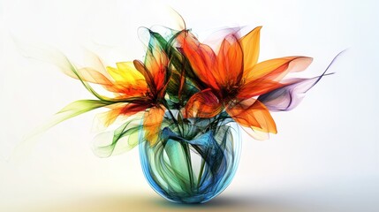 Leaf Flower. Spring Floral Design. Fresh Plant in Glass Vase as Botanical Decor
