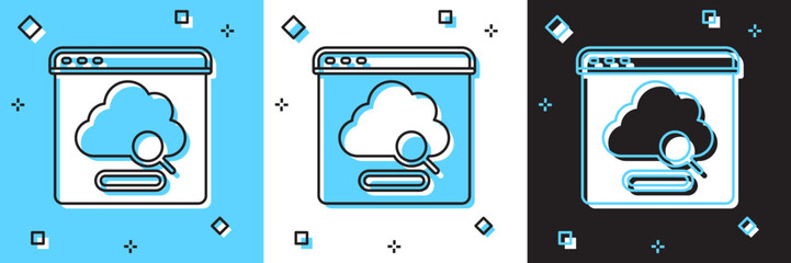 Wall Mural - set cloud technology data transfer and storage icon isolated on blue and white, black background. ve
