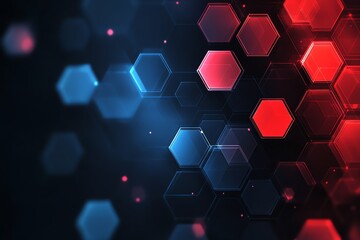 Wall Mural - abstract hexagon technology background red blue