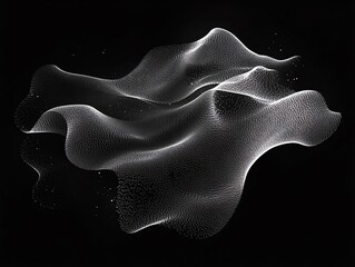 Wall Mural - abstract white particle wave flowing in dark background