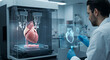 © Iuliia - Futuristic 3D printer creates an artificial heart. Worker looking on medical innovation, organ printing. Bioengineering blends healthcare, science and technology