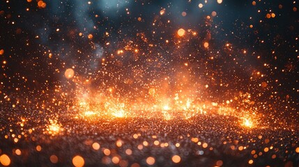 Wall Mural - vibrant firework explosion in night sky with glowing trails, sparkling particles, and cinematic ligh