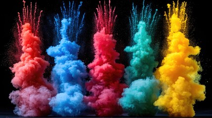 Wall Mural - vibrant firework explosion in night sky with glowing trails, sparkling particles, and cinematic ligh