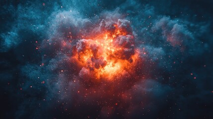 Wall Mural - vibrant firework explosion in night sky with glowing trails, sparkling particles, and cinematic ligh