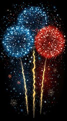 Wall Mural - vibrant firework explosion in night sky with glowing trails, sparkling particles, and cinematic ligh
