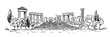 © Kaz - ancient greek ruins hand drawn vector illustration in black and white