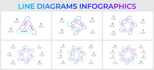 Poster - Stylized infographic line diagrams for professional use in presentations and projects, showcasing options and concepts creatively. Ideal for corporate, educational, or creative design needs