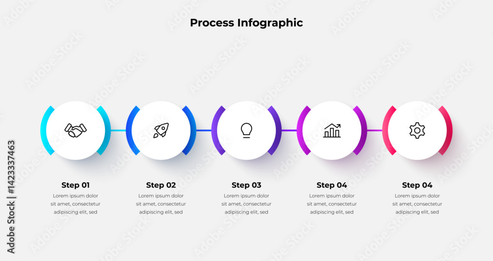 Linear Modern Infographic Showing Five Steps for Business Processes ...